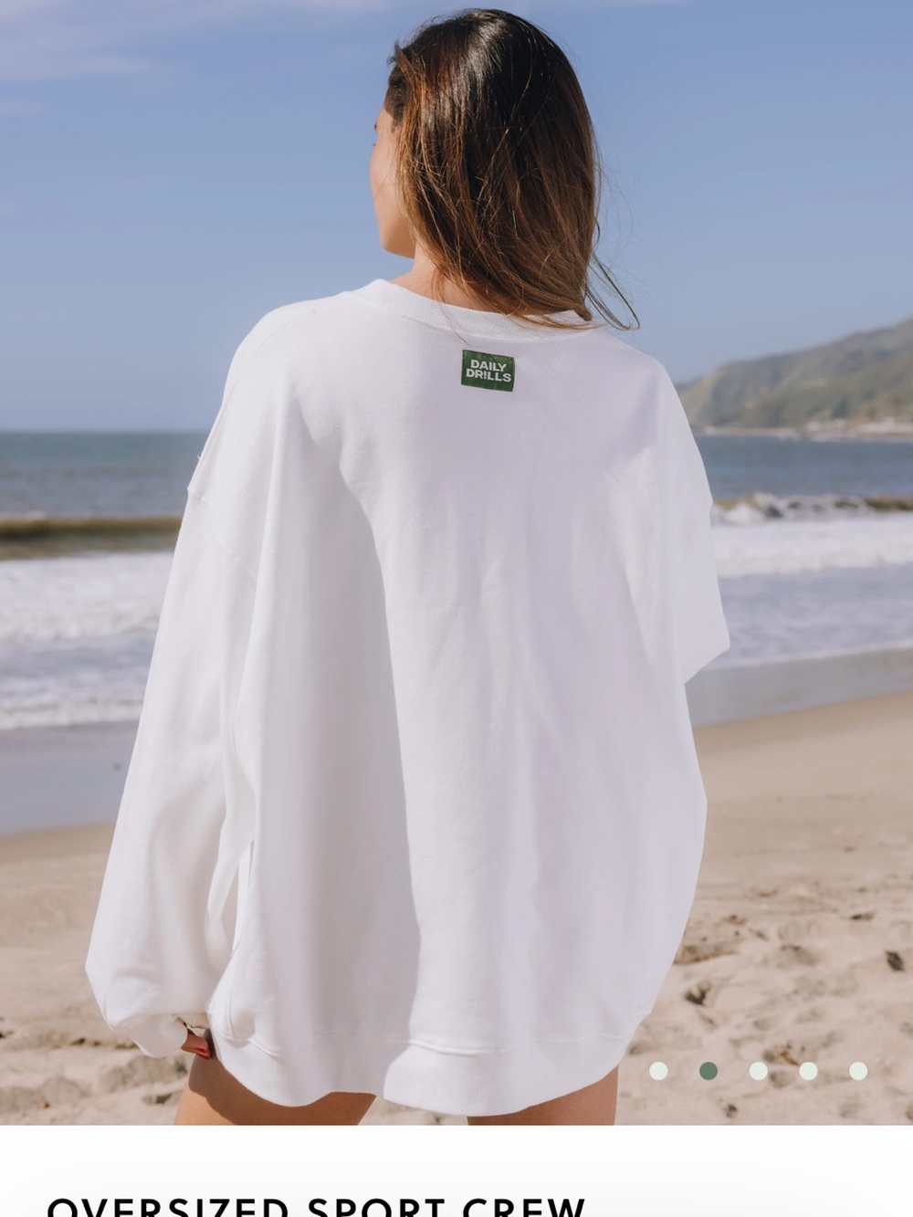 Daily Drills NWT Oversized White Crewneck Sweatshirt - Picture 2 of 3
